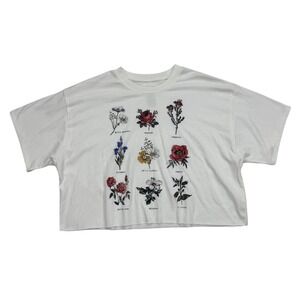 Grayson Social Women's Floral Print Crop‎ Top Short Sleeve Casual Tee Shirt S